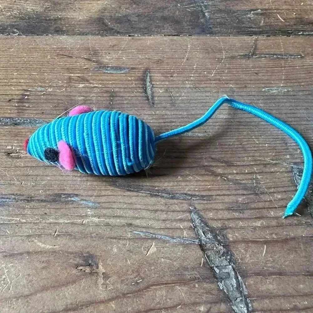 Blue Striped Silky Cat Toy Mouse NWOT